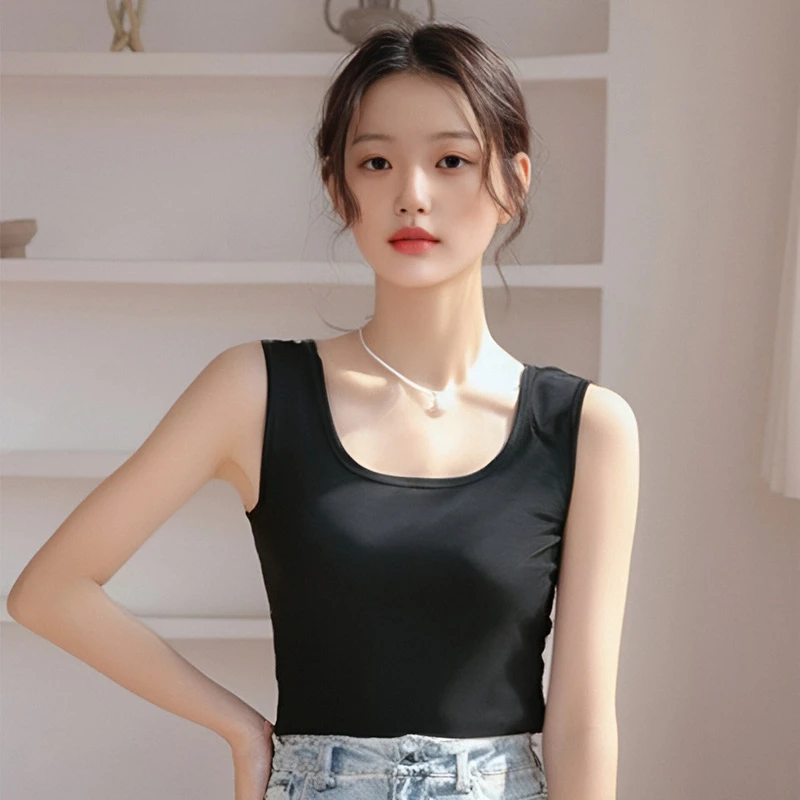 2025夏季新款无袖白色针织背心打底修身内搭外穿小背心简约大气