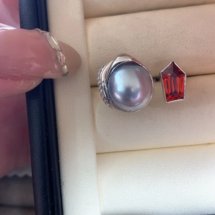 银S925镶嵌戒指海水珍珠