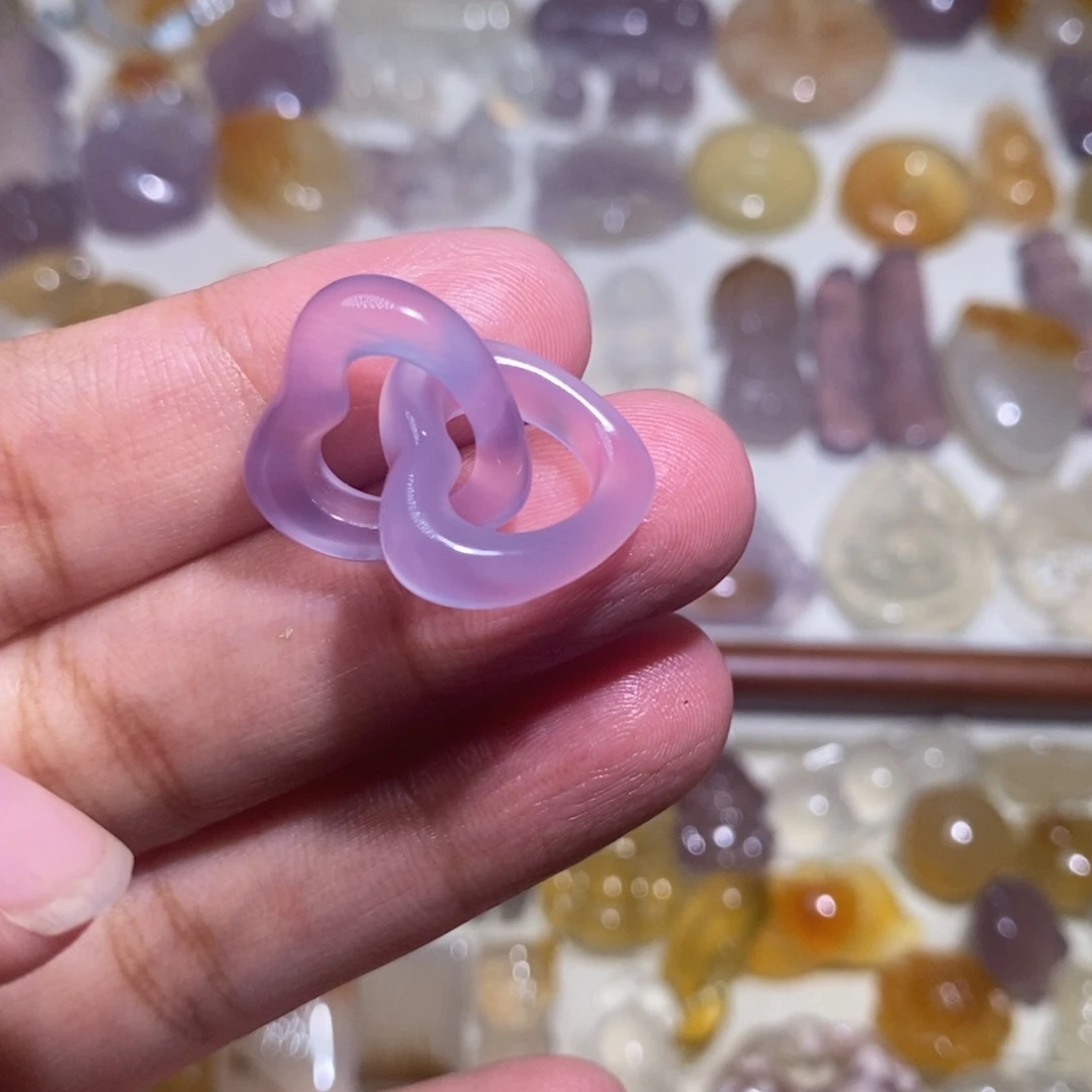 未镶嵌颈饰玛瑙/玉髓环环相扣心心相印