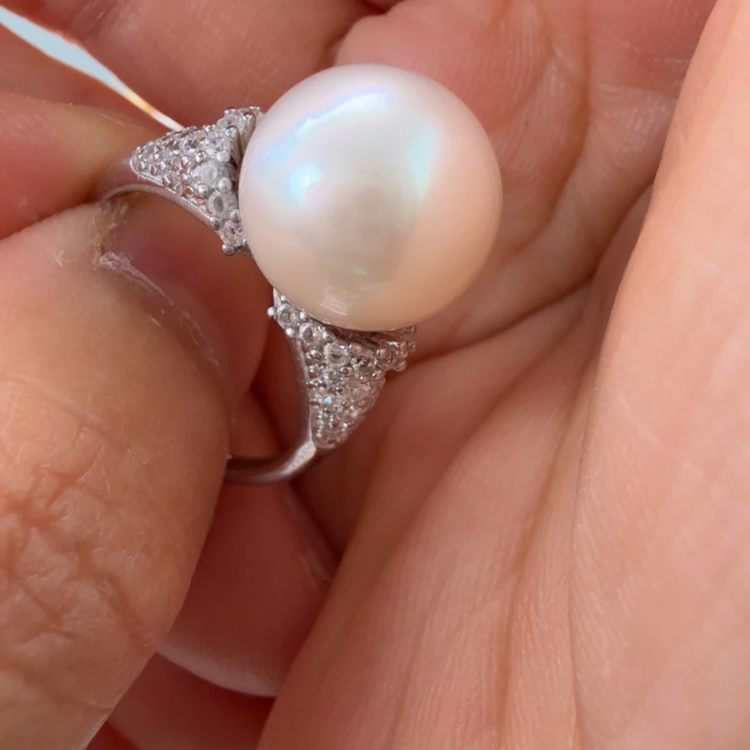 海水珍珠戒指银S925镶嵌