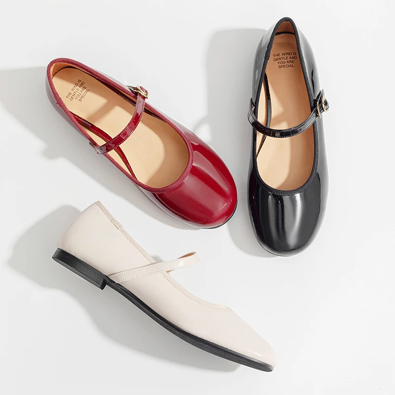 MR·T手工女鞋~法式漆皮玛丽珍鞋女平底晚晚风温柔圆头浅口单鞋女
