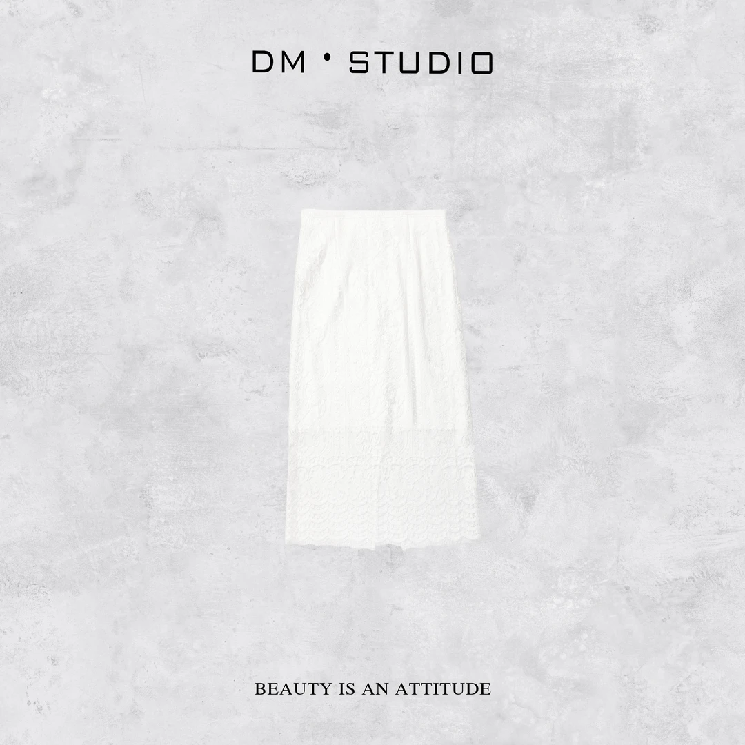 DEDM•STUDIO/法式精致感显瘦A字蕾丝白色半身裙2504BSQ/08503