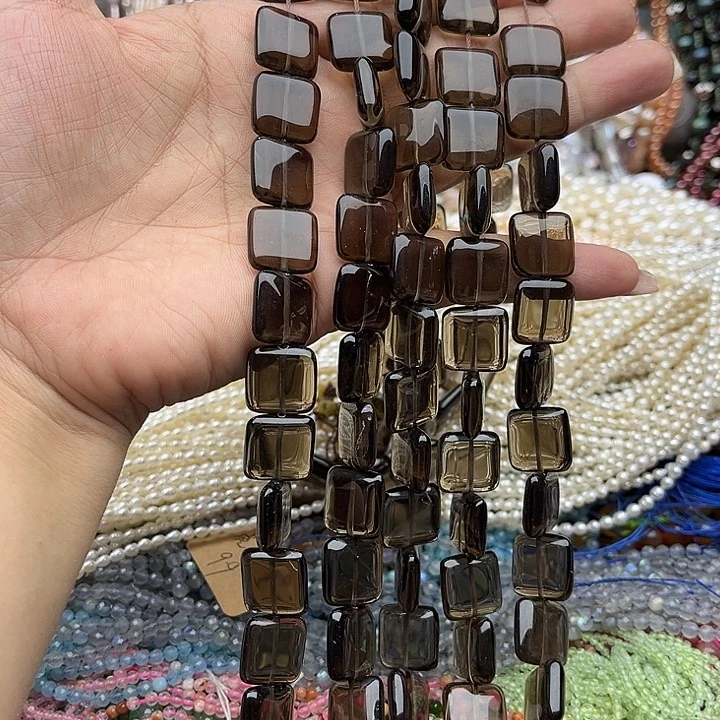 玛瑙/玉髓未镶嵌珠宝半成品一条15mm左右茶晶方片