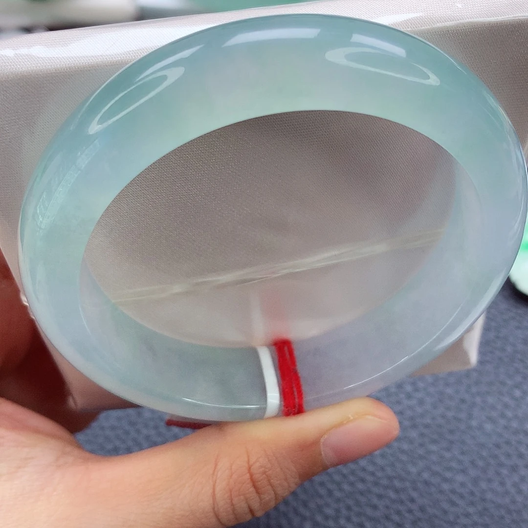 未镶嵌手镯翡翠57 冰透春彩