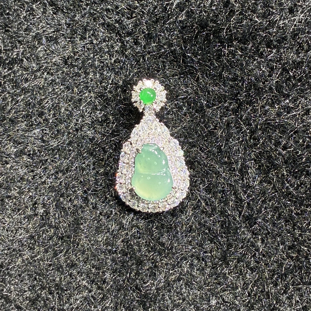 【聚鑫珠宝】天然翡翠A货冰种葫芦吊坠气质女款多样性发货-y113