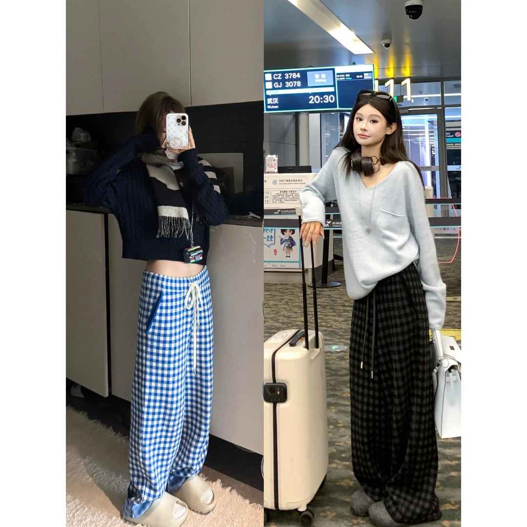 DEEMO私服款加色复活！高克重私下超爱穿格纹针织休闲裤 WZ2925