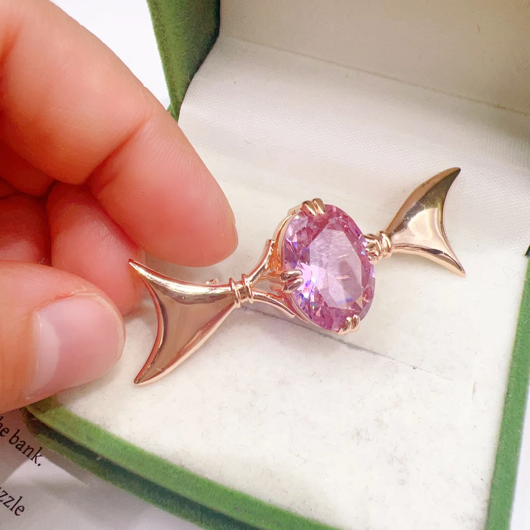 合金玻璃胸针  okya  bulapka  粉色