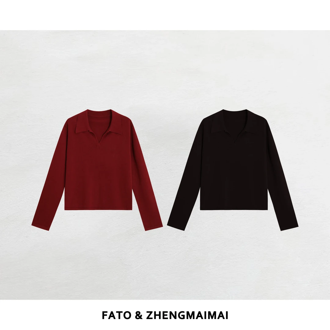 【郑买买】莓果青提 秋冬款网红洋气宽松v领慵懒风针织衫CC50829M1