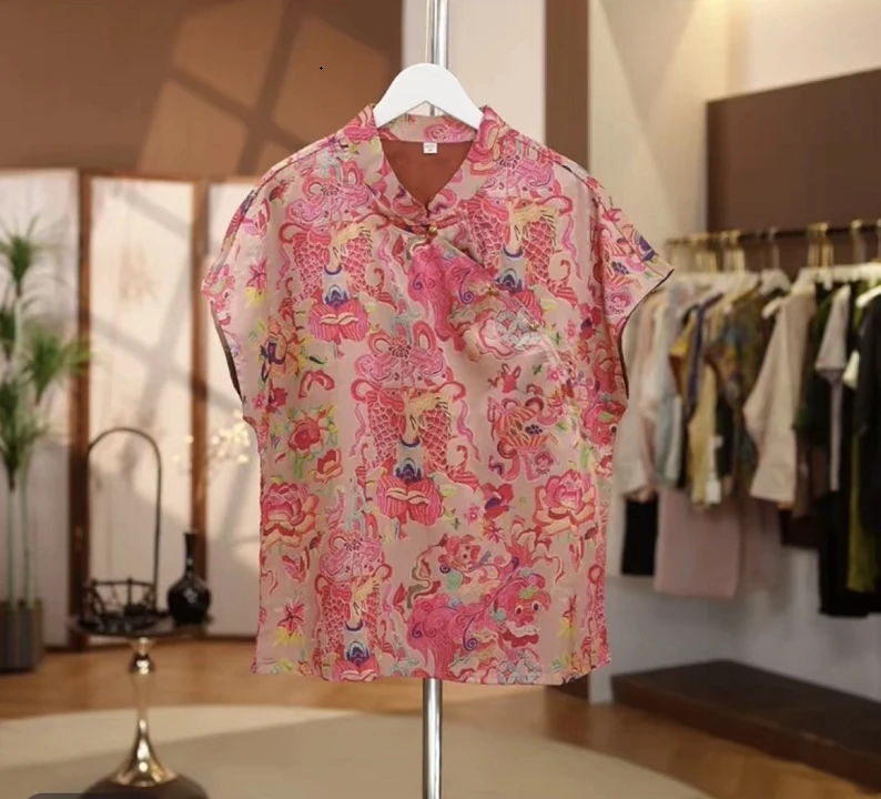 夏季网红新款012新中式复古高级感马甲上衣女装国风无袖显瘦衬衫