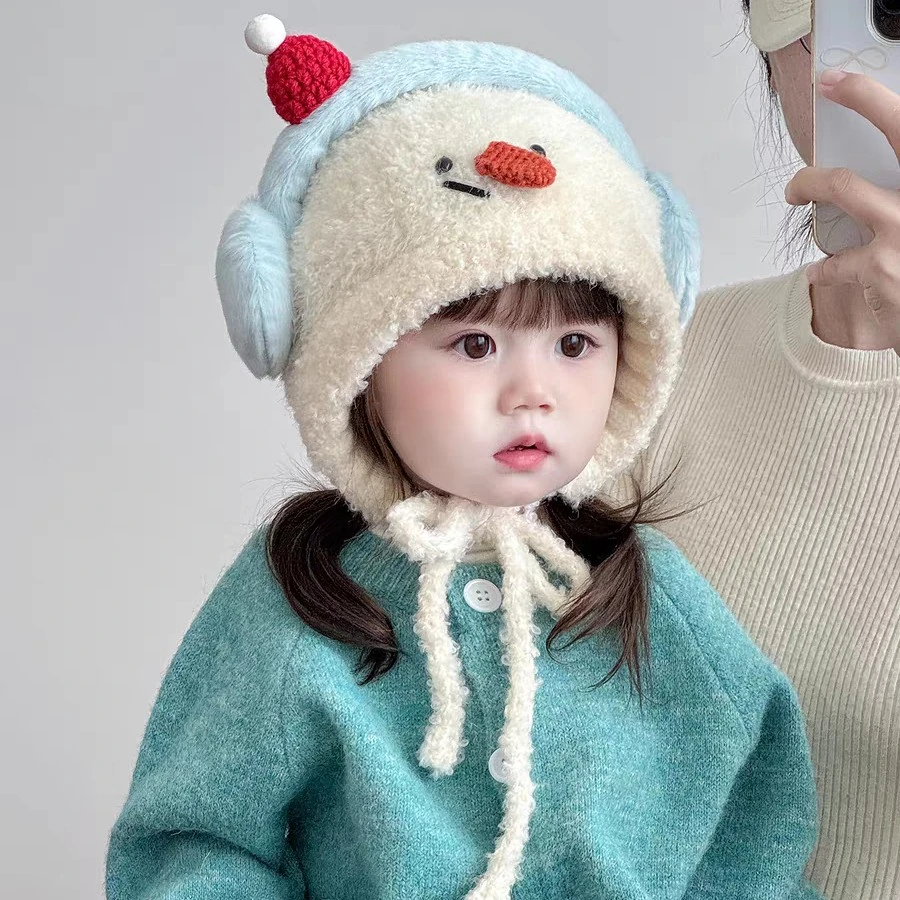 儿童帽子冬天毛绒帽男女童加厚保暖护耳帽可爱卡通防风帽宝宝冬帽