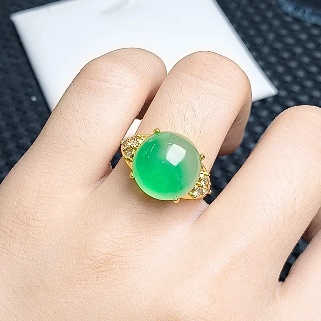 （聚宝严选）B37绿飘花圆戒指精致精美气质时尚百搭妈妈款