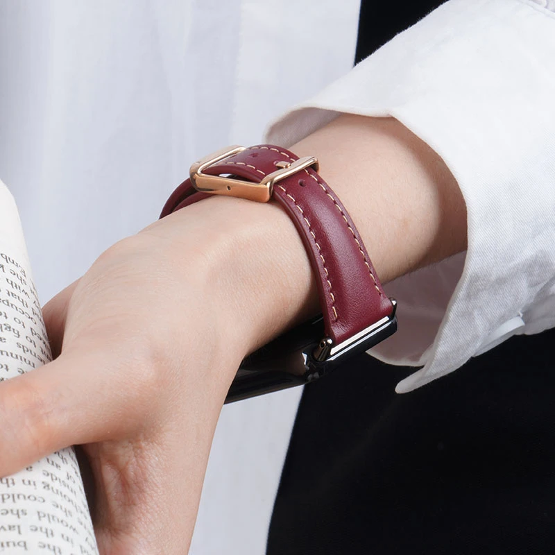 适用小米手环9pro表带红米watch6真皮头成牛皮小蛮腰荔枝纹日字扣