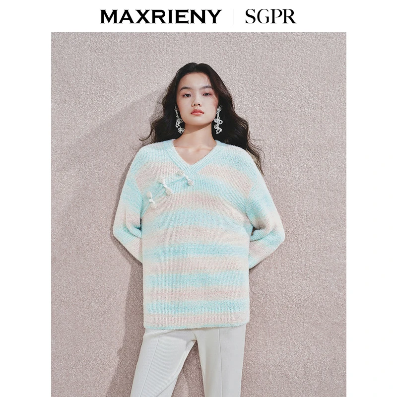 M060【赵老板专属】MAXRIENY套头针织毛衫秋冬慵懒宽松上衣女