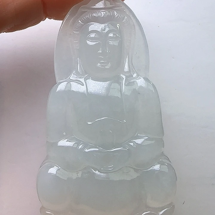 翡翠裸石天然缅料A货 观音吊坠