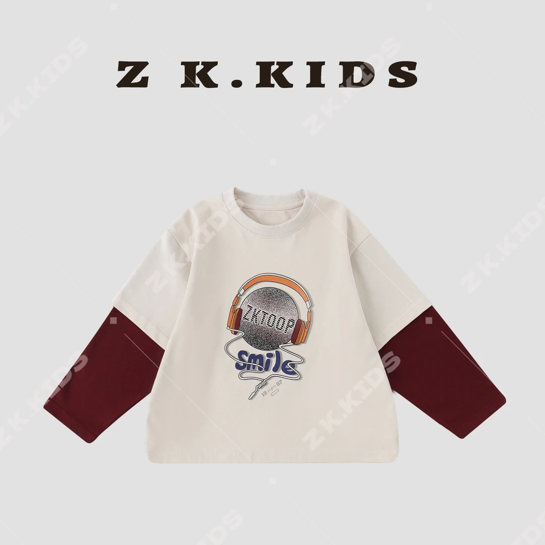 【Z＆K】秋季中大童T恤百搭印花长袖ZK-220532