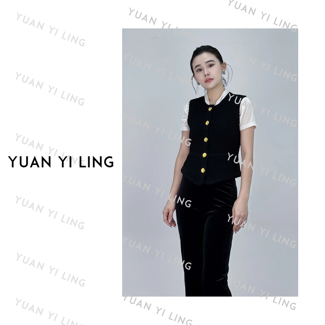 袁艺灵【比弗利山庄】25秋季经典设计感时尚金属百搭撞色马甲  9083