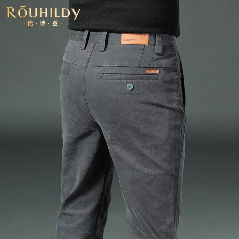 Rouhildy藏蓝色休闲裤男士2025新款宽松直筒裤商务男士百搭长裤子