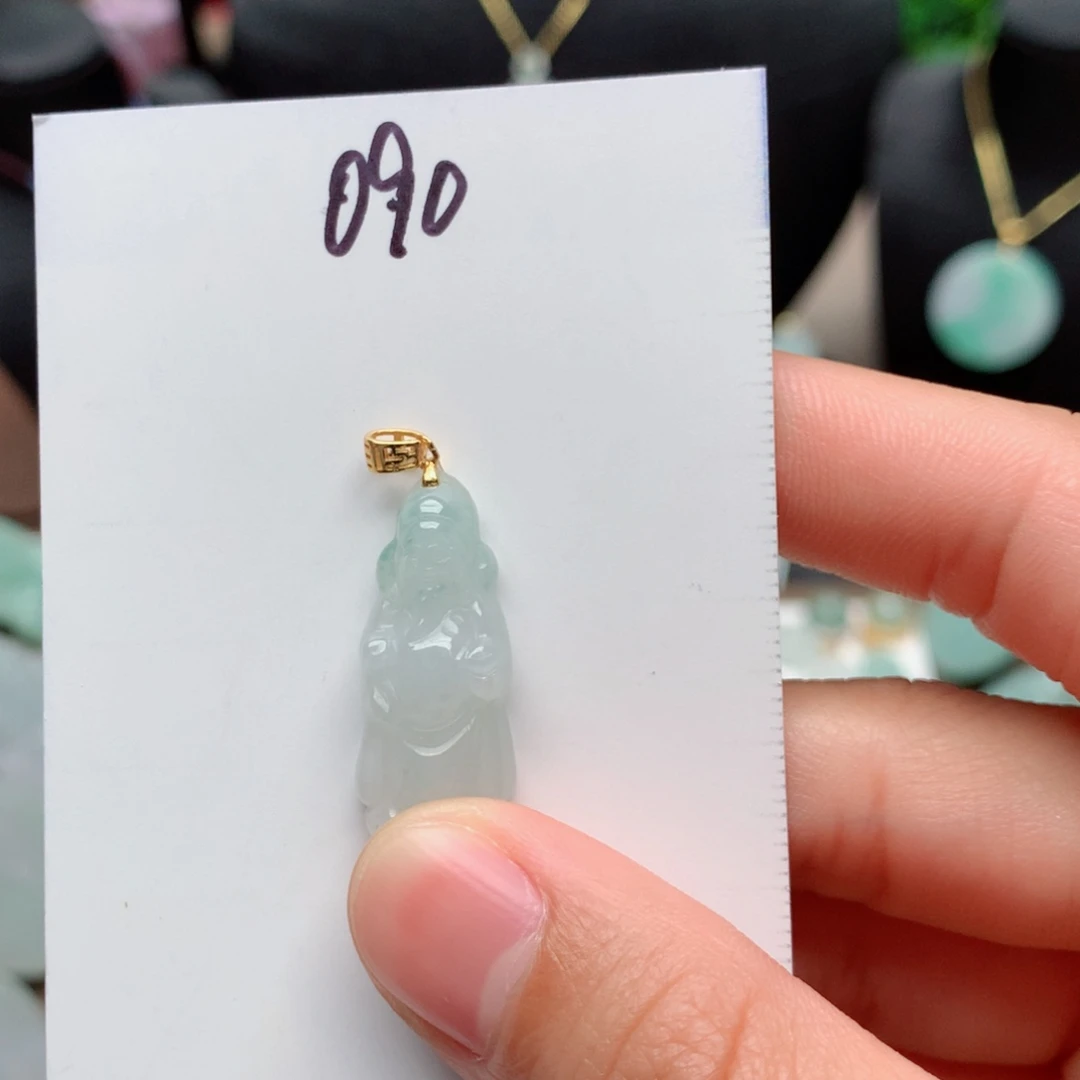 翡翠颈饰银S925镀金镶嵌吊坠