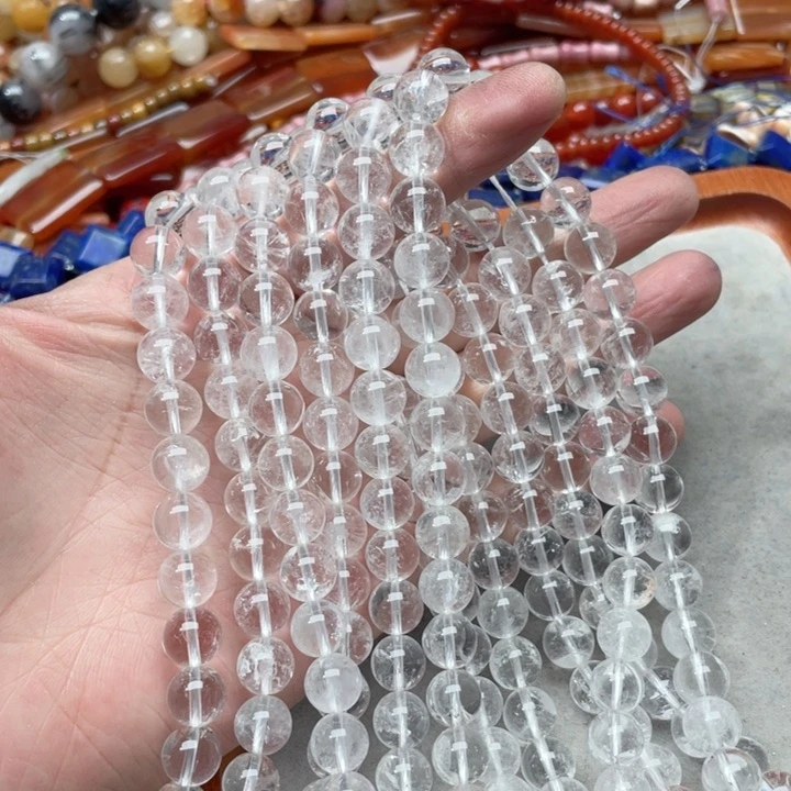 玛瑙/玉髓合金珠宝半成品一条10mm白水晶