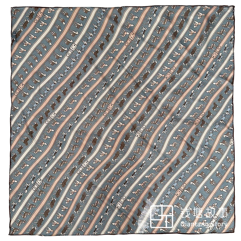 Qiantang Story/钱塘故事真丝西丽纱-70方巾雾蓝小马桑蚕丝65