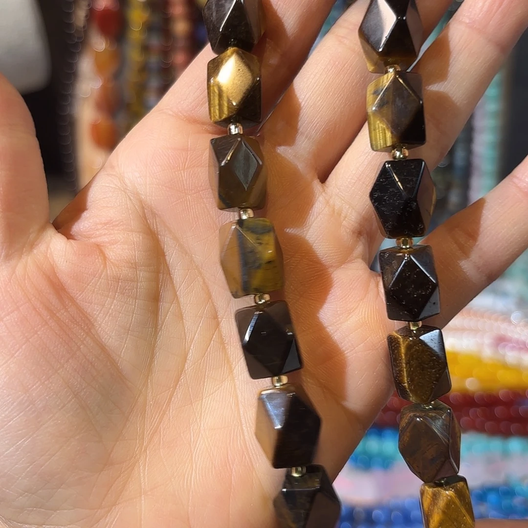 玛瑙/玉髓未镶嵌珠宝半成品虎眼切面10-14一条