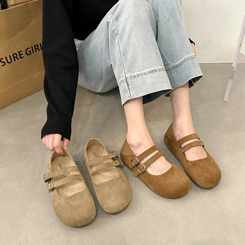 复古内增高外穿软底厚底一脚蹬玛丽珍单鞋韩版百搭简约勃肯鞋女