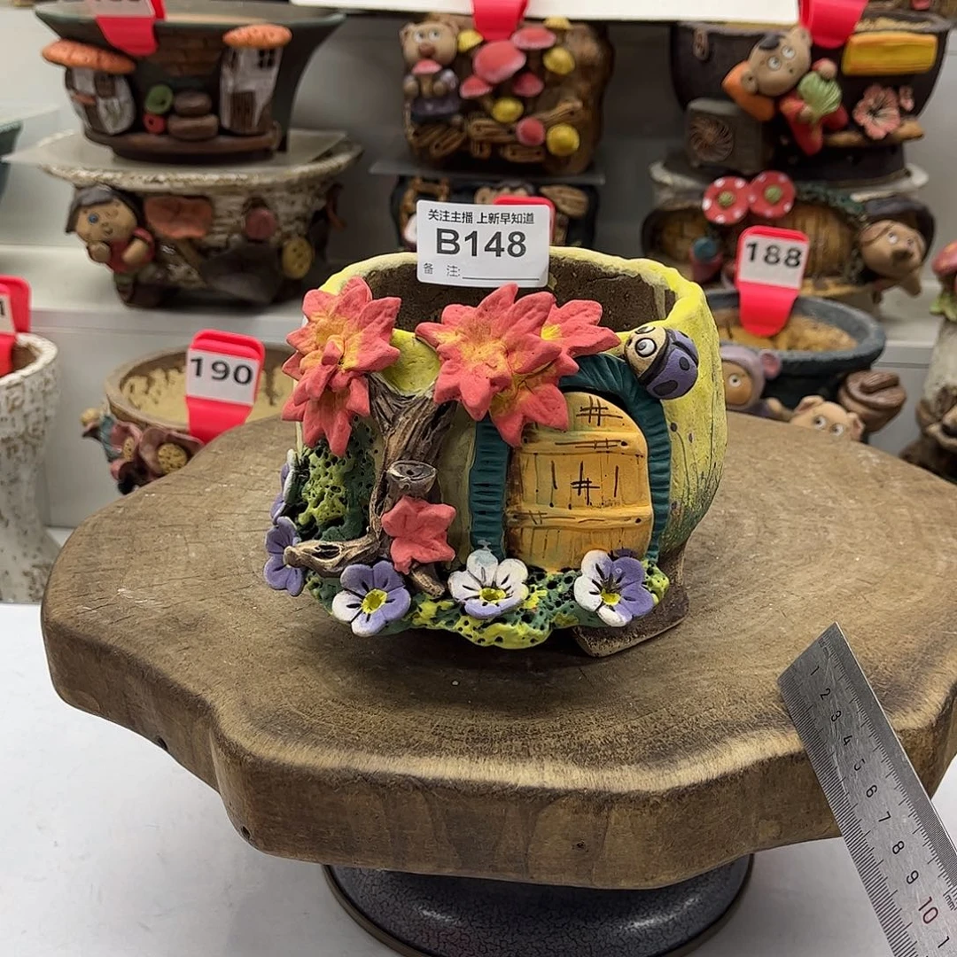 花盆148白狐花盆手捏