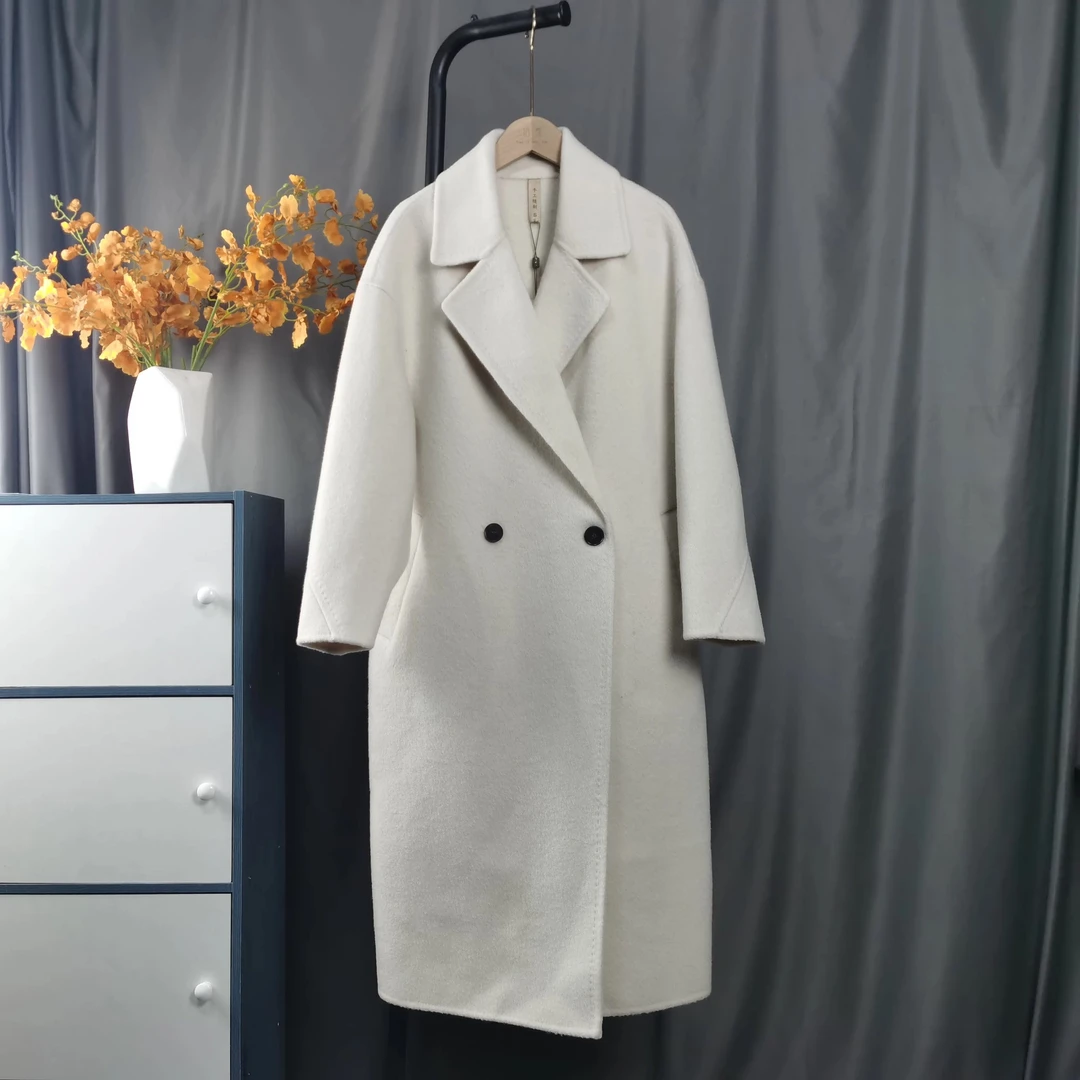 23d008常规款法式冬季圆下摆女毛呢外套中长款外套收腰轻奢