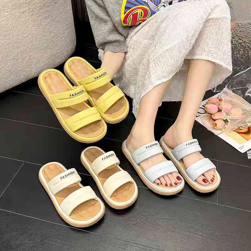 多巴胺时尚百搭二字带凉拖鞋1613