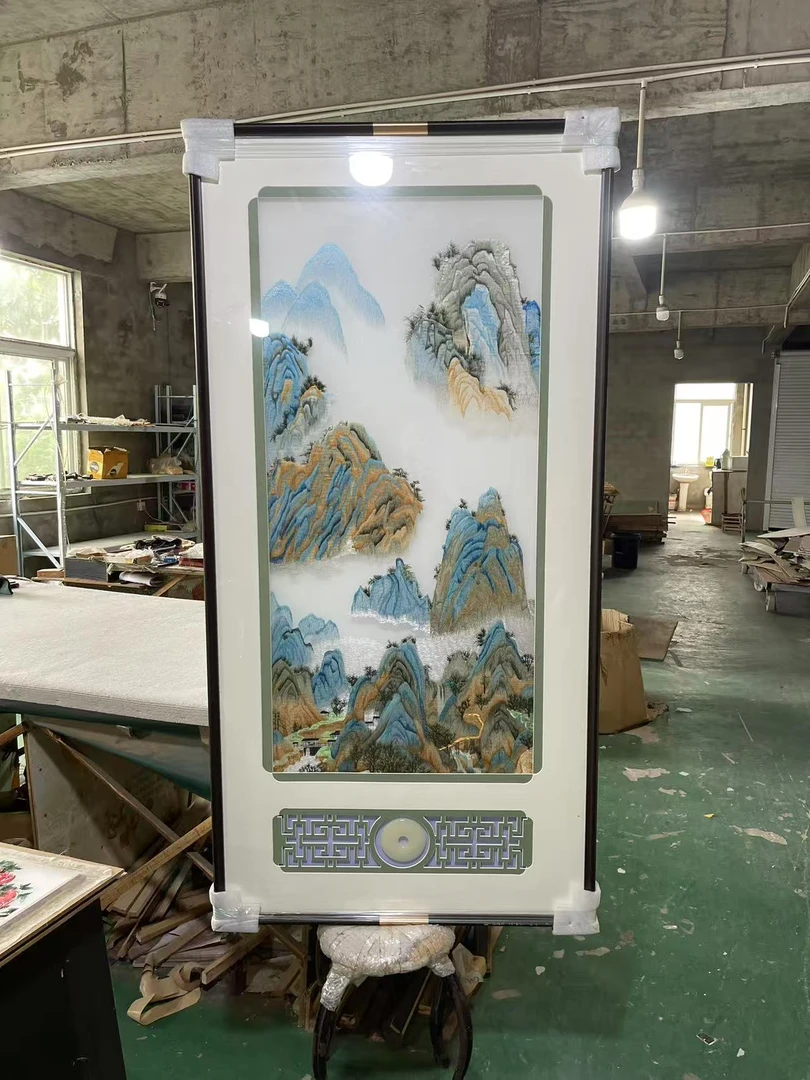 千里江山图现代简约刺绣装饰画