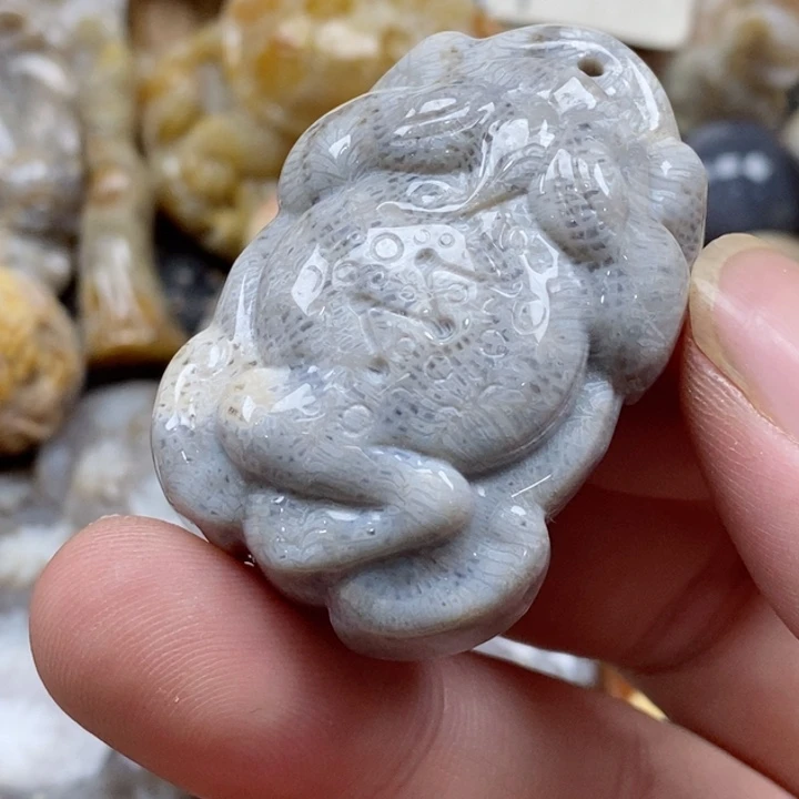 颈饰未镶嵌硅化珊瑚（珊瑚玉）