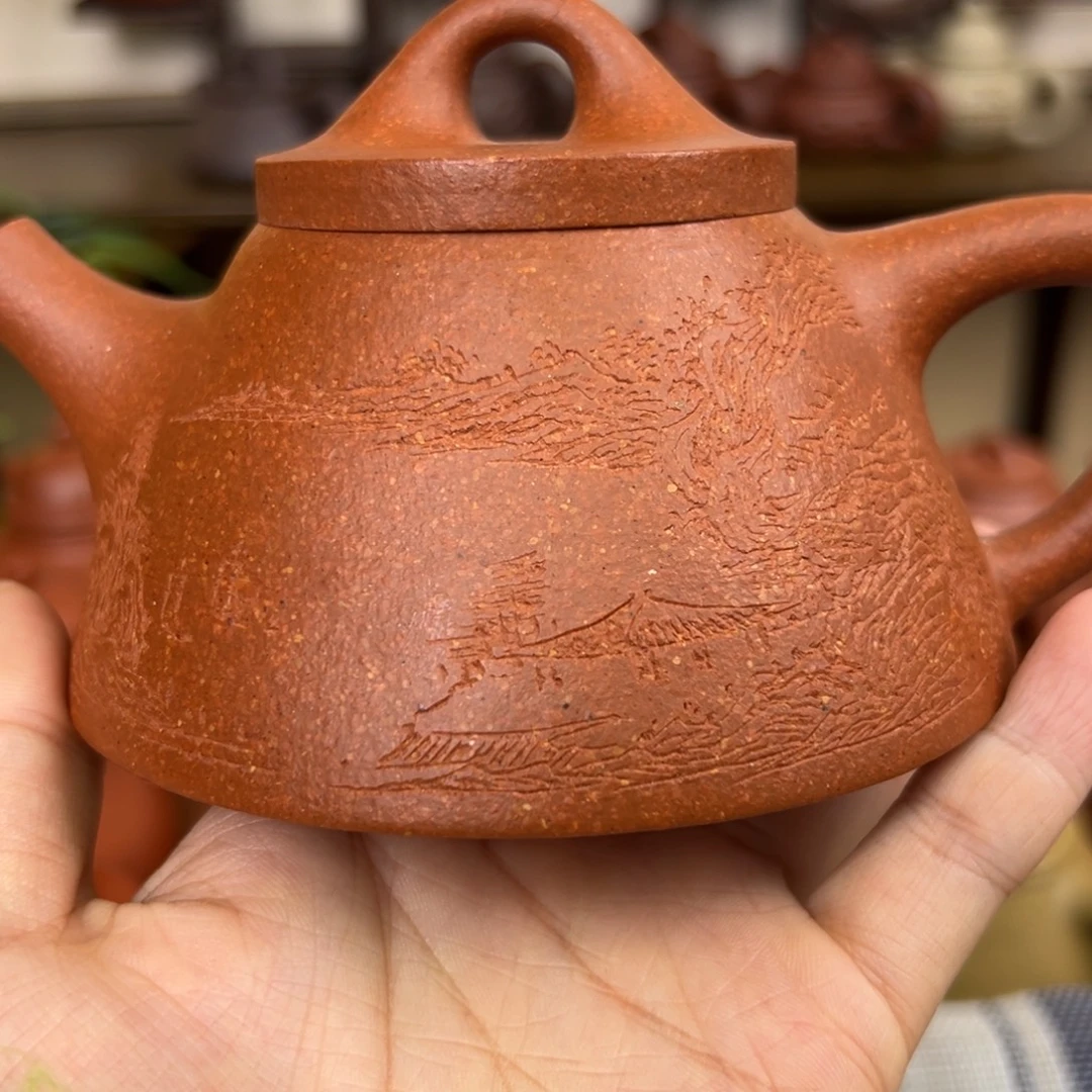 泉***滴茶壶紫砂紫砂壶霸王石瓢黄降坡220cc微瑕全