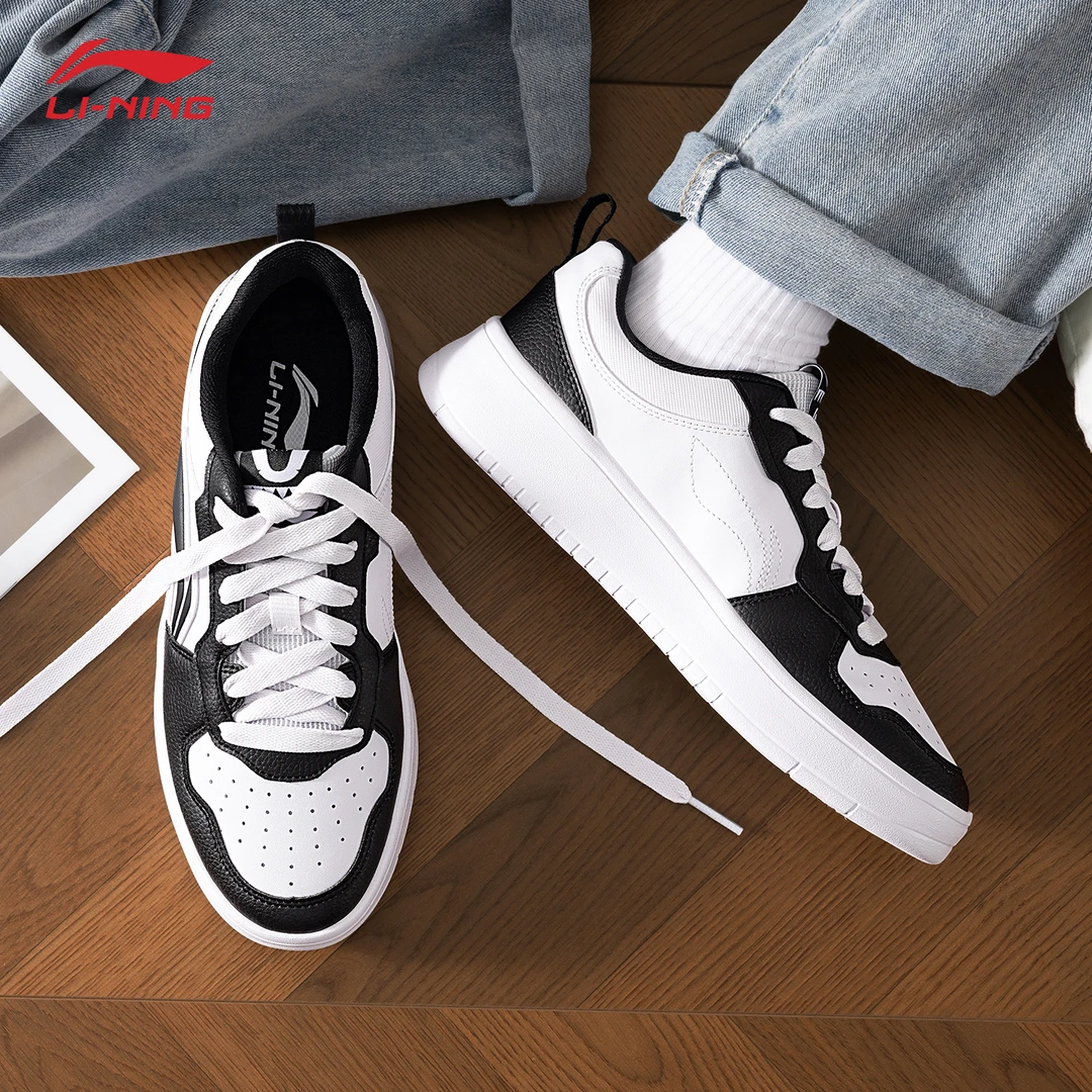 李宁初云男鞋板鞋夏季新款低帮轻便黑白熊猫鞋透气百搭休闲鞋子男