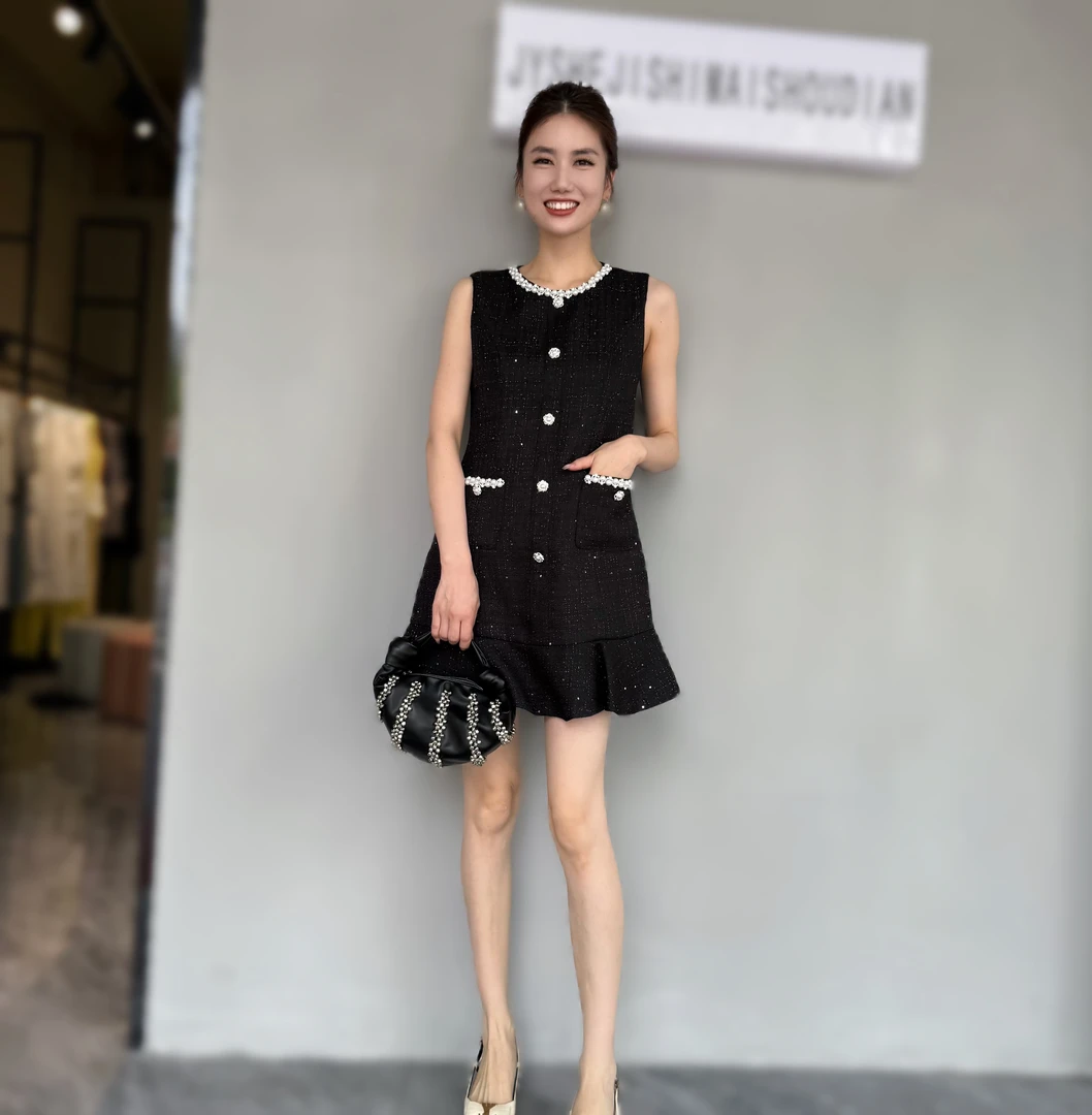 【JY】小黑裙无袖背心连衣裙轻奢高级感小个子好看掐腰裙鱼尾裙潮