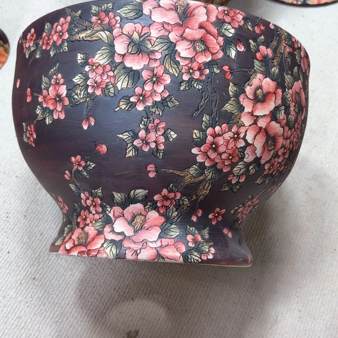 @****紫砂花盆陶瓷多肉花盆精品高22.5口30.5