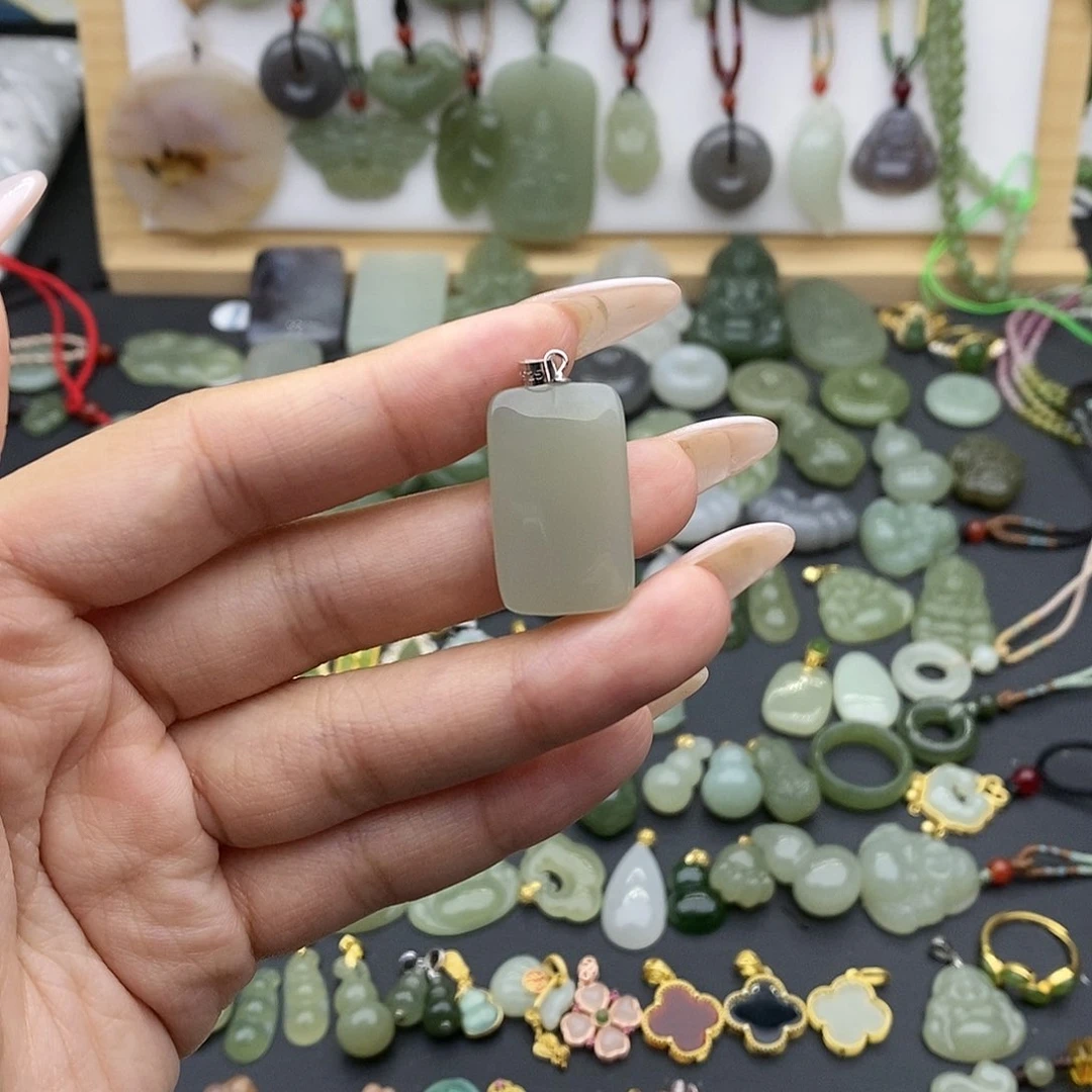 和田玉吊坠(不含链)银S925镶嵌