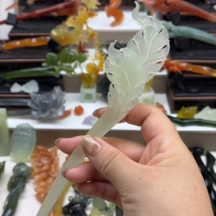 未镶嵌蛇纹石玉岫玉发簪