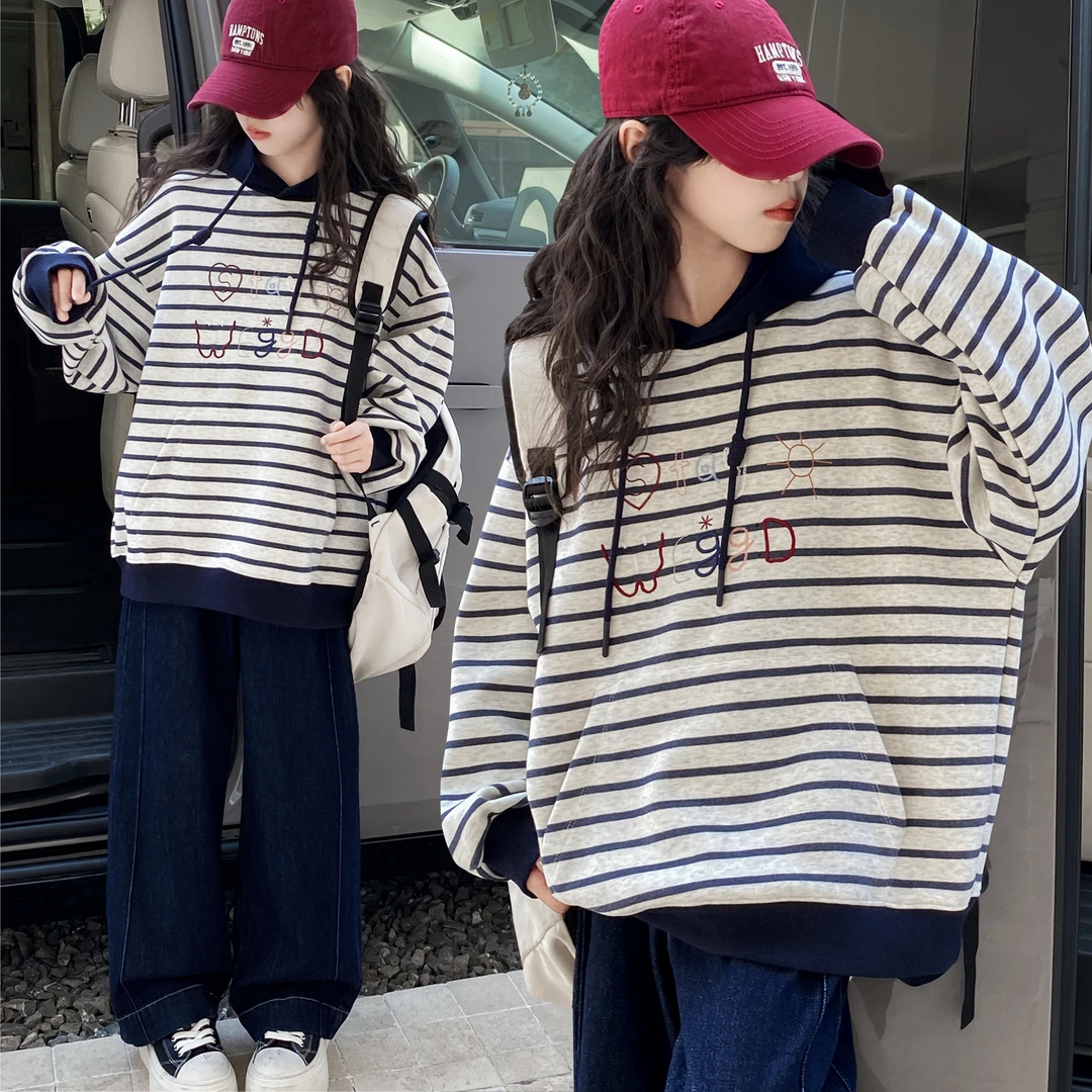 女童卫衣春秋2025新款儿童洋气时髦女大童秋装长袖卡通上衣套装潮