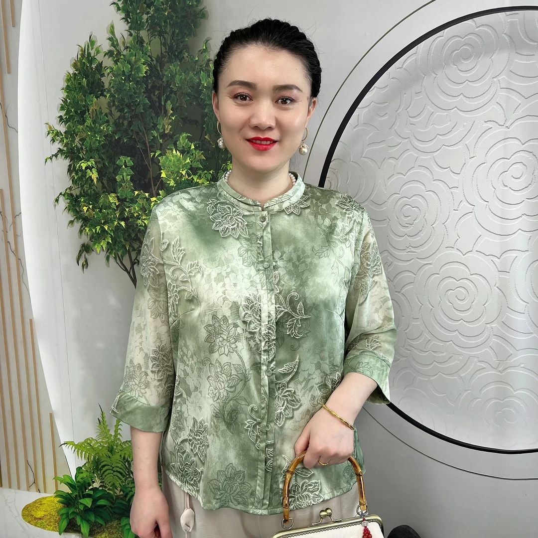 荷韵风华 新中式荷花开衫春夏季薄款中老年女装改良旗袍衫