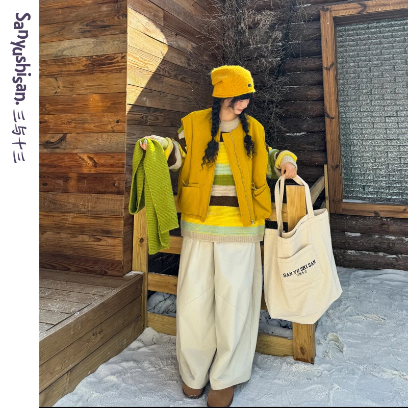 三与十三|日光漫步|日系复古宽松百搭外搭叠穿马甲-2