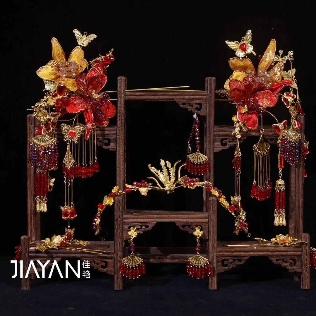 9010新款精致宋锦金色秀禾设计师款新娘头饰