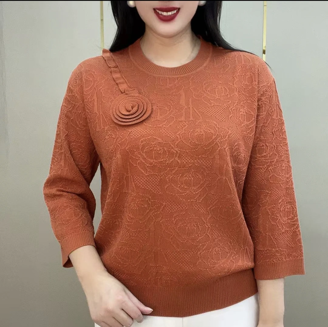 早秋气质高档韩版漂亮妈妈针织毛衣遮肉宽松休闲减龄显瘦上衣小衫