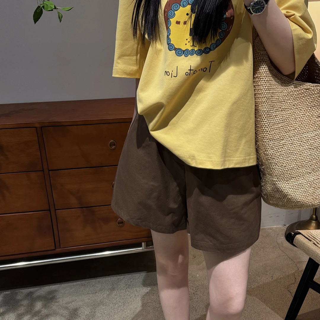 今婷时尚休闲多巴胺松紧腰阔腿短裤简约松紧A字型短裤-JH25201301