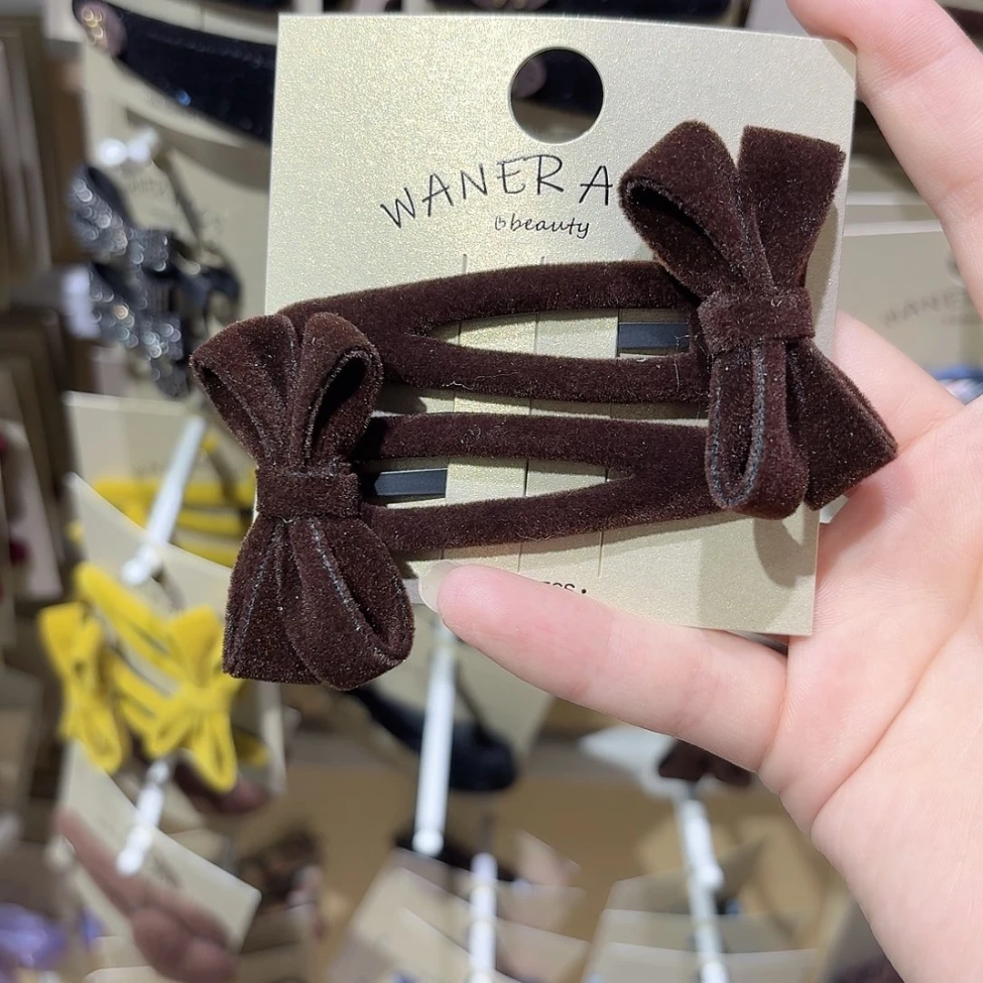 布艺非金属咖色蝴蝶结丝绒拜拜