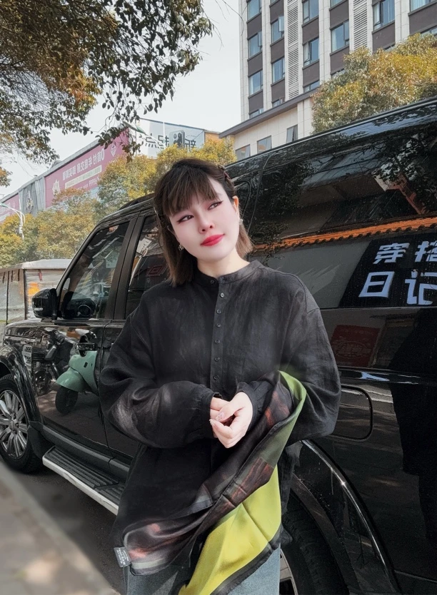 圆领麻料衬衣(no退换）