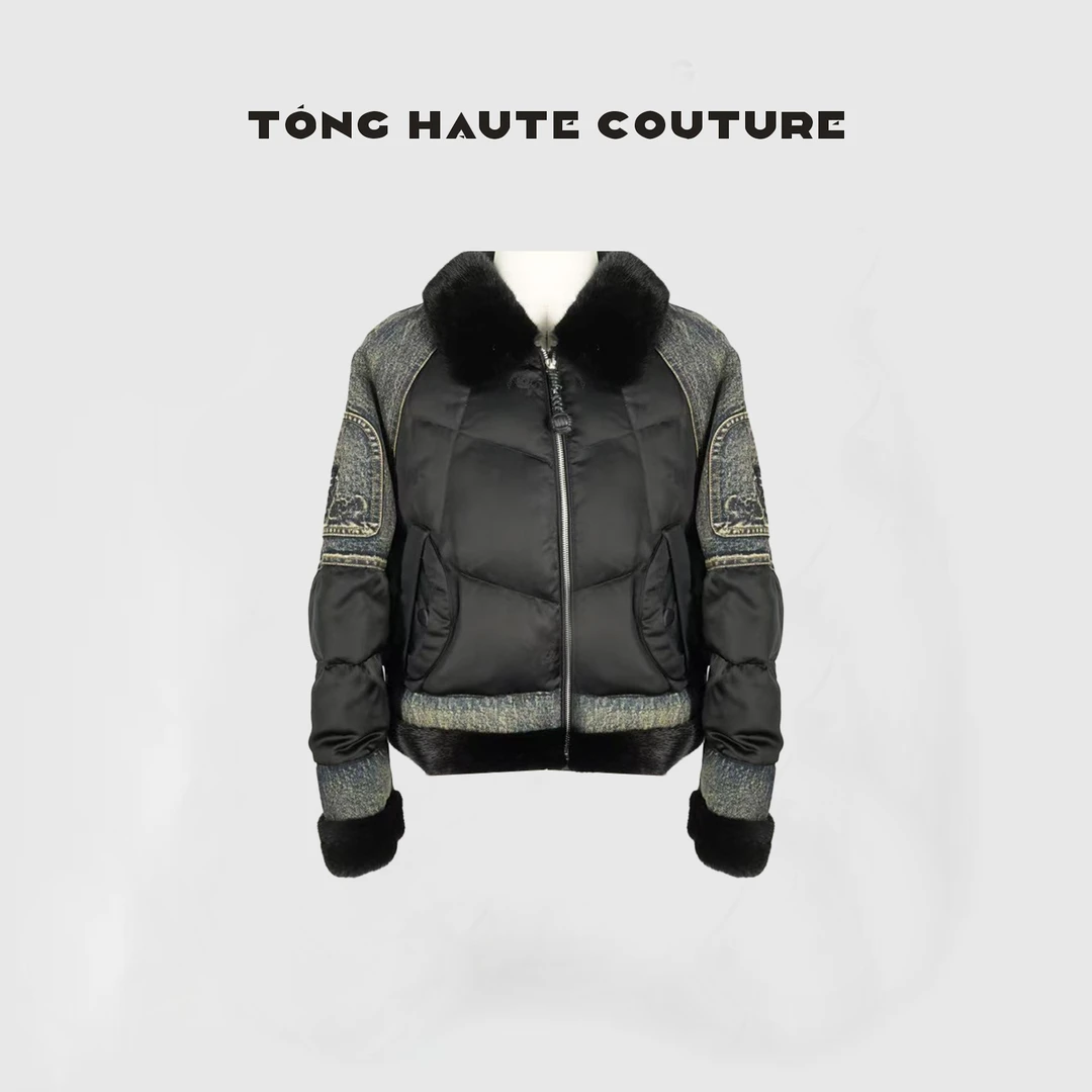 【墨屿】冬季新国标90鹅绒拼接水貂毛领鹅绒服 YW600