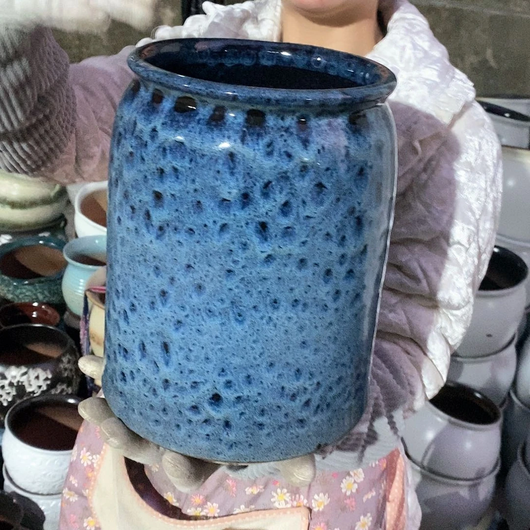 紫砂花盆瑕疵口17高26瑕疵