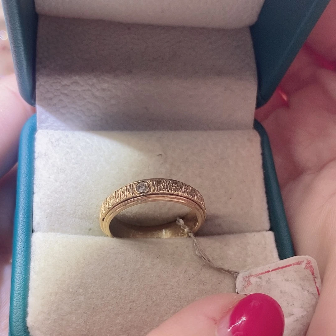 钻石戒指/指环18K金镶嵌转动单钻戒指k黄13