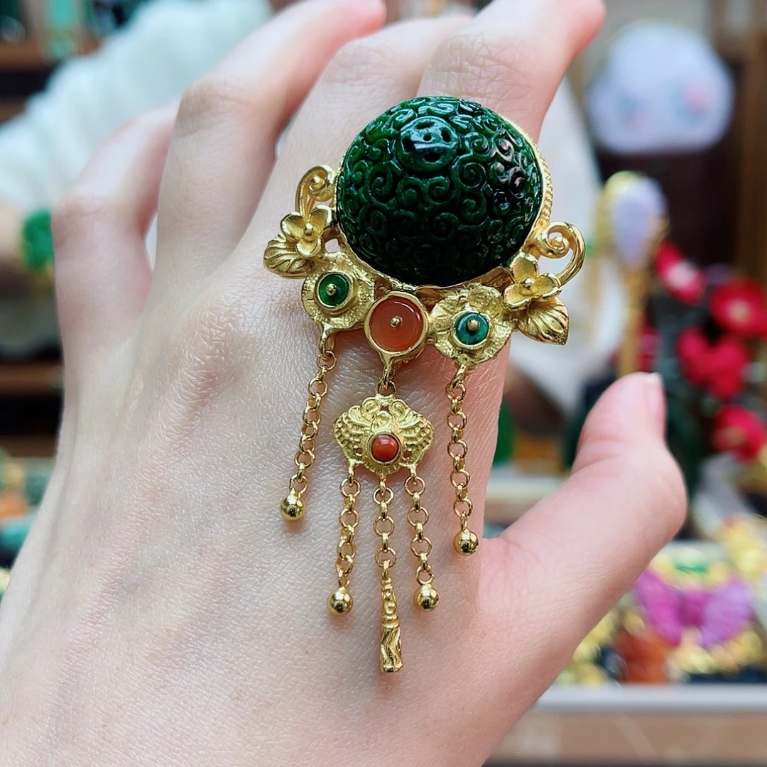 银S925镶嵌戒指翡翠48小时鉴赏期1