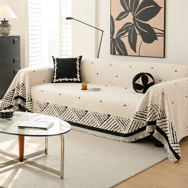 菱点毛绒沙发巾沙发坐垫沙发盖布沙发巾沙发套罩防猫抓秋冬款